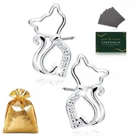 Biżuteria dla dzieci - KOLCZYKI SREBRNE DLA DZIEWCZYNKI KOTKI Z CYRKONIAMI 925 PREZENT - miniaturka - grafika 1