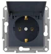 Gniazdka elektryczne - Schneider Gniazdo z/u Schuko z klapką IP20 ASFORA antracyt - miniaturka - grafika 1