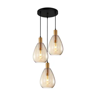 Miodowa lampa wisząca z kloszami PND-27812-3A-BRO-AMB z serii ZULO - Lampy sufitowe - miniaturka - grafika 1