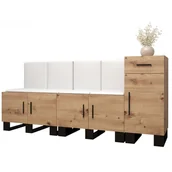 Meble do przedpokoju - Garderoba komoda szafka na buty z panelami tapicerowanymi meble do przedpokoju na wysokich nogach ARTIN 17 dąb artisan - miniaturka - grafika 1