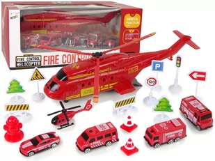 Zestaw Pojazdów Straż Pożarna Wóz Strażacki Helikopter Ratunkowy - Samoloty i helikoptery - miniaturka - grafika 1
