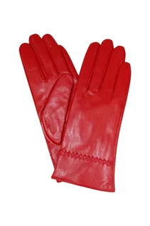 Rękawiczki - Rękawiczki damskie skórzane - czerwone - grafika 1