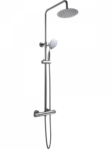 LAVEO PL2 20OB FINO Kolumna natryskowa z baterią termostatyczną Długość drążka: 800-1350 mm Wysokość: 800-1350 mm Szerokość: 280 mm Głębokość: 360 mm Wymiar słuchawki: ? 125 mm Długość węża: 1500 mm Wykończenie: chrom - Zestawy prysznicowe - miniaturka - grafika 1