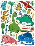 Wyposażenie pokoiku dziecięcego - Naklejka ścienna Dinozaury K1048, powłoka polimerowa, 65 x 0,02 x 85 cm, wielokolorowa - miniaturka - grafika 1