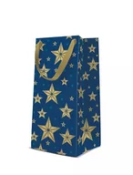 Opakowania i torebki na prezenty - Torba prezentowa niebieska w złote gwiazdki 10x7x22cm - miniaturka - grafika 1