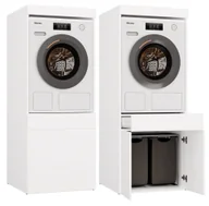 Szafki łazienkowe - Szafka Łazienkowa Na Pralkę Lub Suszarkę POLA TWIN 1S BIAŁA Regał Szuflada - miniaturka - grafika 1