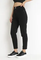 Spodnie damskie - Czarne Jeansy Mom Fit z Gumką w Pasie Copelina - miniaturka - grafika 1