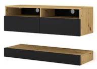 Szafki RTV - Zestaw szafka rtv z panelem dąb artisan + czarny N7-Z84 - miniaturka - grafika 1