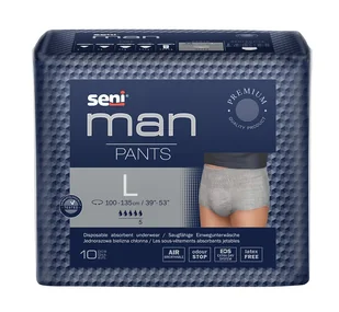 SENI MAN PANTS L (large) - Jednorazowa bielizna chłonna/majtki chłonne, 10 szt. - >>> DARMOWA od 99zł <<<- - Bielizna lecznicza - miniaturka - grafika 1