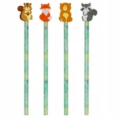 Ołówki - Incood, Ołówek z gumką Lis, Szop, Miś, Wiewiórka - 1 sztuka, mix - miniaturka - grafika 1