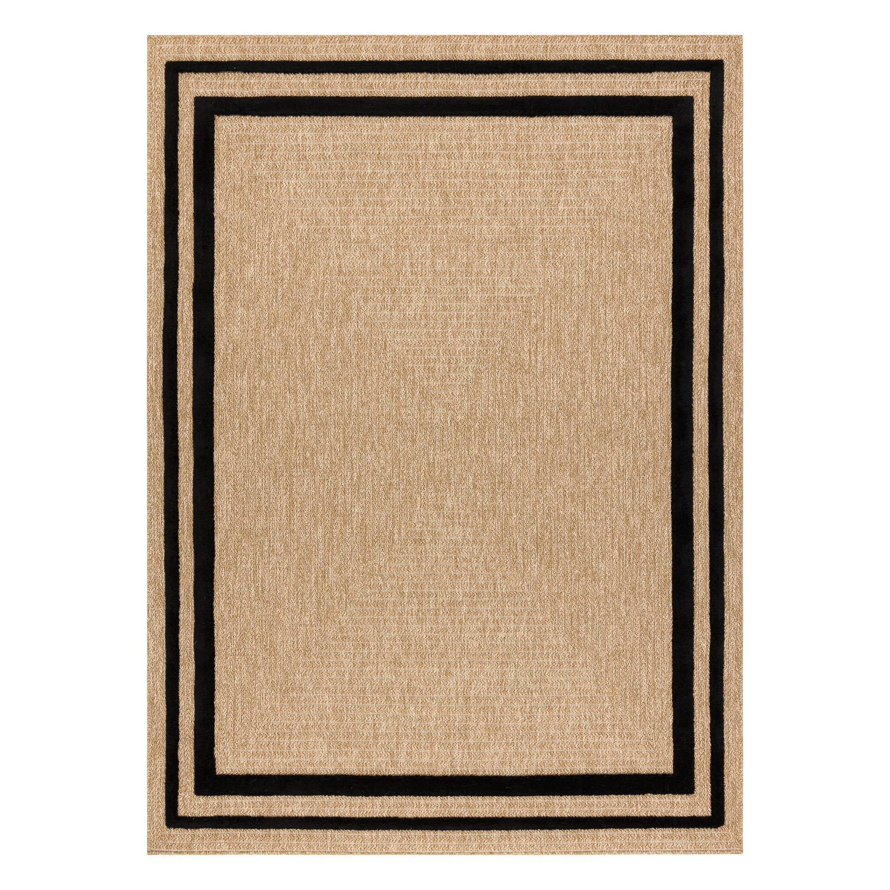 Dywan SPARK 0687 beż / czarny - Ramka, sizal, strukturalny beżowy 160x220 cm