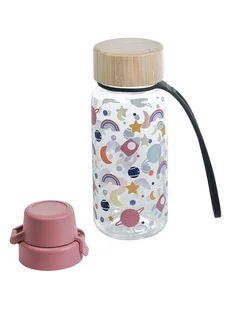Kindsgut Bidon "Space" w kolorze jasnoróżowym - 400 ml - Sztućce dla dzieci - miniaturka - grafika 1