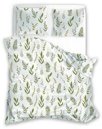 Faro Pościel z mikrofibry 140x200 Harmony 2 liście biała zielona z jedną poszewką 70x90 - Pościel - miniaturka - grafika 1