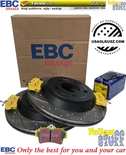 Tylne klocki YellowStuff + NACINANE NAWIERCANE tarcze hamulcowe 296mm EBC seria GD Ford Mustang SVT Cobra 1994-2004 - Tarcze hamulcowe - miniaturka - grafika 1
