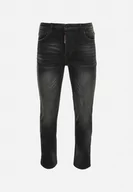 Spodnie męskie - Czarne Klasyczne Jeansy Skinny z Delikatnymi Przetarciami Gonota - miniaturka - grafika 1