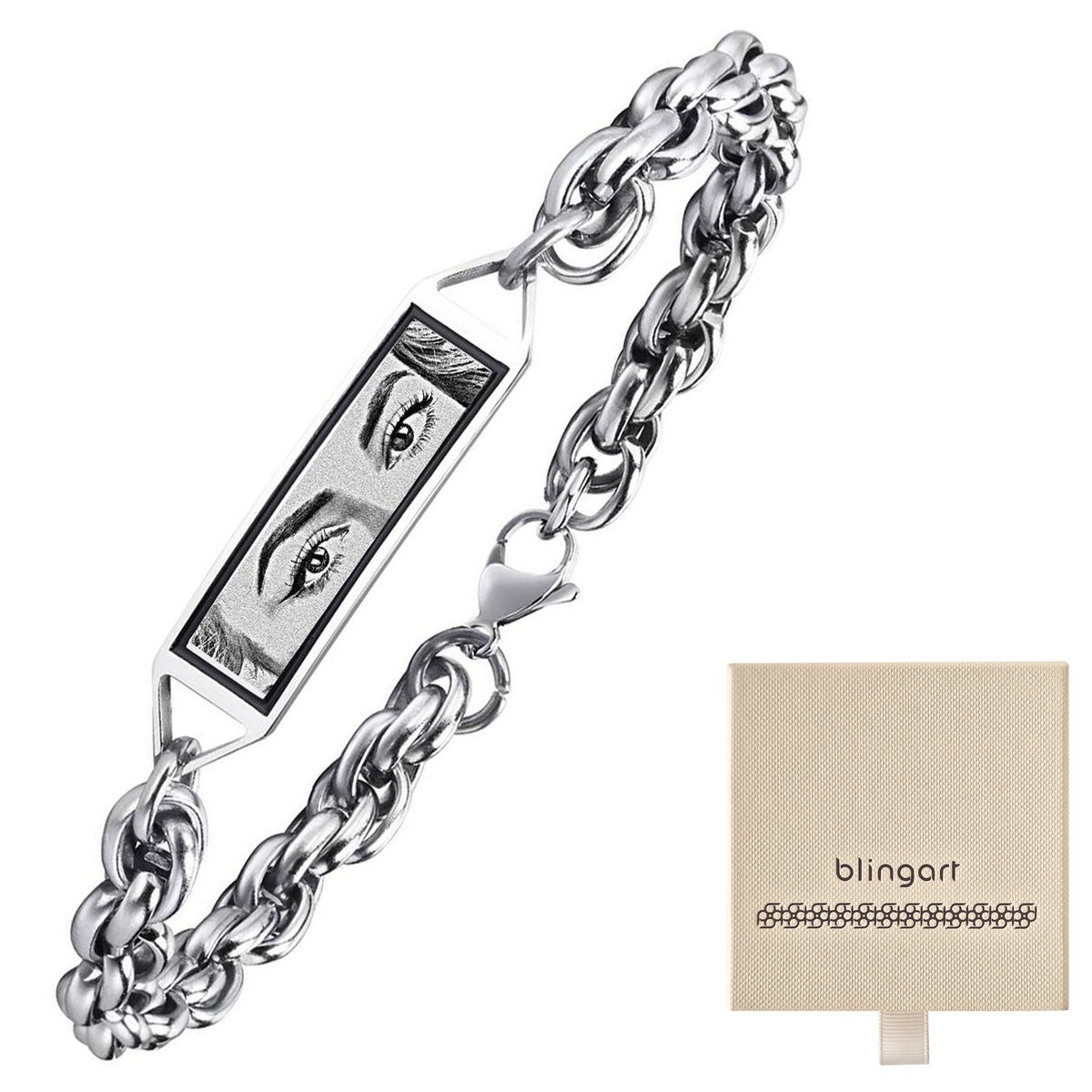 Bransoletka z GRAWEREM męska BLASZKA stal chirurgi