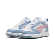 Buty dla dziewczynek - Dziecięce sneakersy Rebound V6 Lo PUMA White Poised Pink Cool Blue - miniaturka - grafika 1