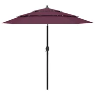 Parasole ogrodowe - vidaXL 3-poziomowy parasol na aluminiowym słupku, bordowy, 2,5 m 313864 - miniaturka - grafika 1