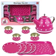 Zabawki interaktywne dla dzieci - Duży Zestaw Do Herbaty Kawy Kropki Dzbanek Filiżanki Tacka Komplet Kuchnia - miniaturka - grafika 1