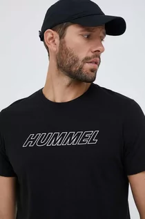 Koszulki męskie - Hummel t-shirt treningowy Callum kolor czarny z nadrukiem - grafika 1