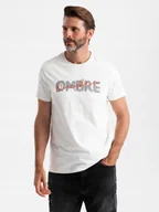 Koszulki męskie - Bawełniany męski t-shirt z printowanym logotypem biały V1 OM-TSPT-0211 L - miniaturka - grafika 1