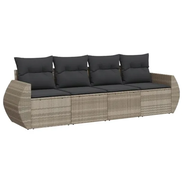 Zestaw wypoczynkowy ogrodowy jasnoszary rattan PE 250 x 62 x 69 cm