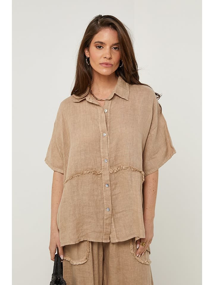 Rodier Lin Lniana koszula w kolorze karmelowym