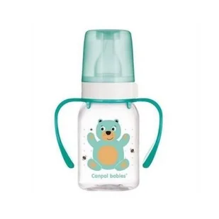 CANPOL BABIES Cute Animals Butelka wąska z uchwytem turkusowy miś, 120ml 11/823 - Kubki dla dzieci - miniaturka - grafika 1