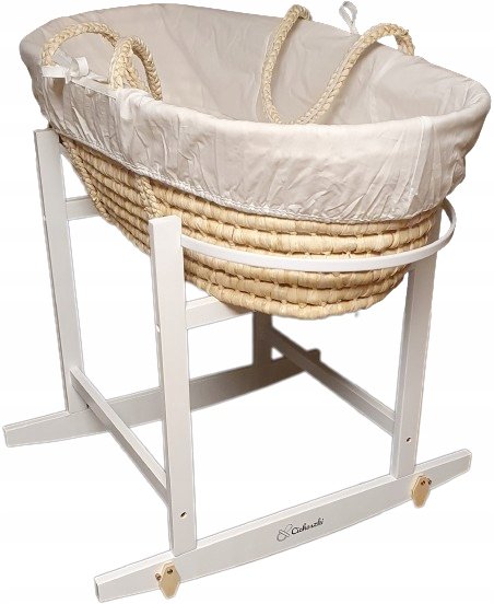 Cichoszki Zestaw Premium z pościelą Kosz Materac 3cm Kołyska biała
