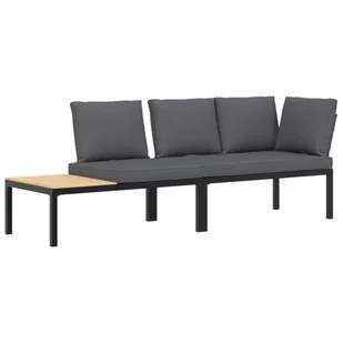 vidaXL 2-częściowa sofa ogrodowa z poduszkami czarna aluminium - Sofy ogrodowe - miniaturka - grafika 1