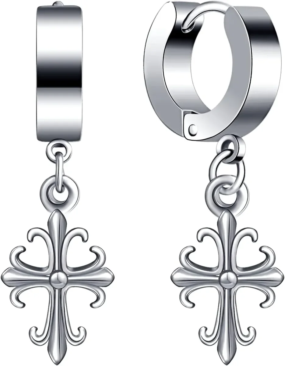 PIÓRO MĘSKIE PIERCING ZESTAW SREBRNE STAL SZTYFTY DRZEWO KOTWICA KRZYŻ
