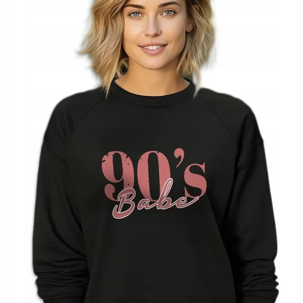 CZARNA BLUZA DAMSKA Dresowa 90's BABE LYRICS WZORY Rozmiar S