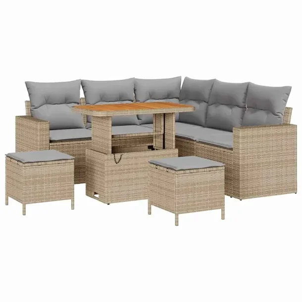 Zestaw Sof Ogrodowych z Rattanu, Modularny, 5-częściowy, Beżowy 50/80 cm