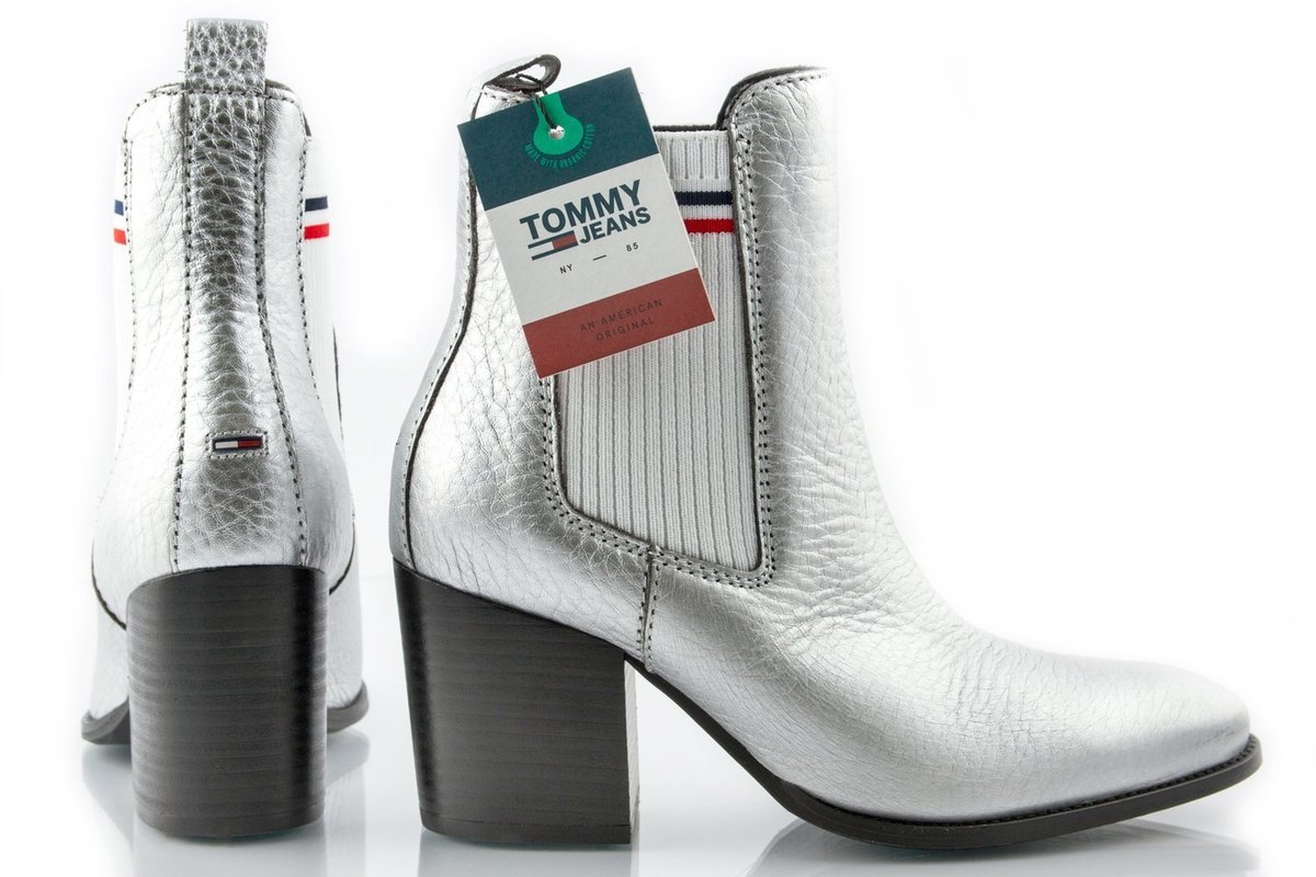 Buty Tommy Jeans Sock Shiny botki metaliczne -39