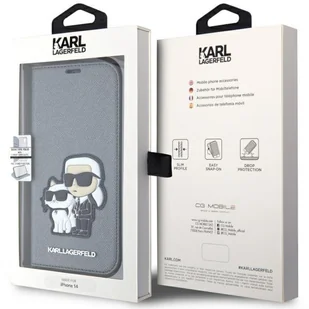 Karl Lagerfeld KLBKP14SSANKCPG iPhone 14 6.1" bookcase srebrny/silver Saffiano Karl & Choupette - Etui i futerały do telefonów - miniaturka - grafika 7