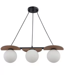 Sigma potrójny żyrandol z elementami drewna MIRROR 3 33299 regulowana lampa wisząca do do jadalni nad stół 33299 - Lampy sufitowe - miniaturka - grafika 1