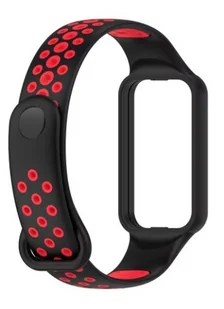 Zamienna silikonowa opaska pasek DOTS do Xiaomi Amazfit BAND 7 czerwona - Akcesoria do smartwatchy - miniaturka - grafika 1