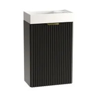 Szafki łazienkowe - WENA Szafka łazienkowa z umywalką 40 cm, ryflowane fronty, metalowe uchwyty w kolorze złotym (kolor: czarny) - miniaturka - grafika 1