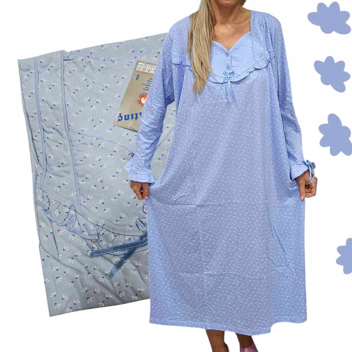 UROCZA KOSZULA NOCNA BAWEŁNA stokrotka sukienka piżama 50 52 5xl 6xl