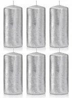 Świece - Świece ozdobne srebrne walec kokon 12/6 zestaw 6 - miniaturka - grafika 1