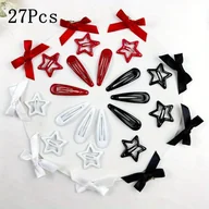 Ozdoby do włosów - TEMU 27/45 szt. Urocze spinki do włosów z kokardą i gwiazdką Wielokolorowe, uniwersalne akcesoria do włosów ze stopu dla kobiet, minimalistyczny - miniaturka - grafika 1