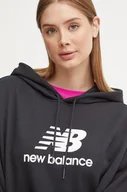 Bluzy damskie - New Balance bluza damska kolor czarny z kapturem z nadrukiem WT41504BK - miniaturka - grafika 1