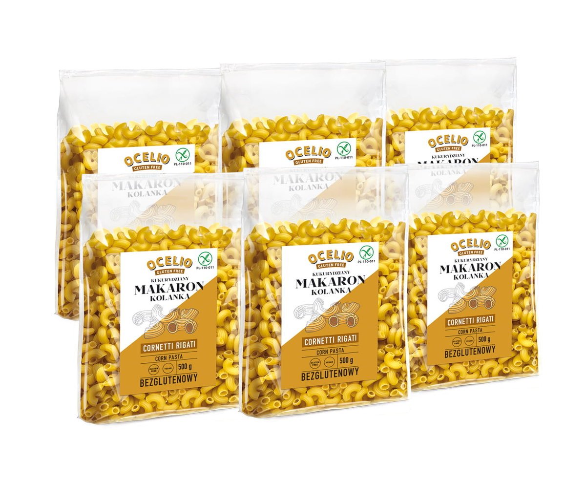 Ocelio Makaron Bezglutenowy Kolanka Cornetti 500g (ZESTAW 6 szt.)
