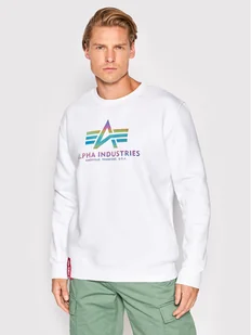Alpha Industries Bluza Basic Rainbow Print 178302RR Biały Regular Fit - Bluzy męskie - miniaturka - grafika 1