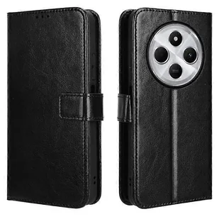 Kompatybilny z Xiaomi Poco C75 4G / Redmi 14R 5G / 14C 4G / A4 5G Case Crazy Horse Texture PU Skórzany pokrowiec na portfel na telefon Czarny - Portfele - miniaturka - grafika 1