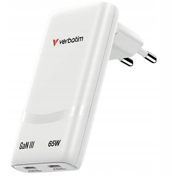 Verbatim Fold n Go mains charger GaN 65W white 32355
