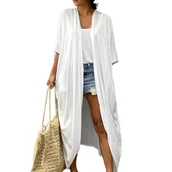 Bluzki damskie - Pareo długa narzutka plażowa tunika z paskiem - miniaturka - grafika 1
