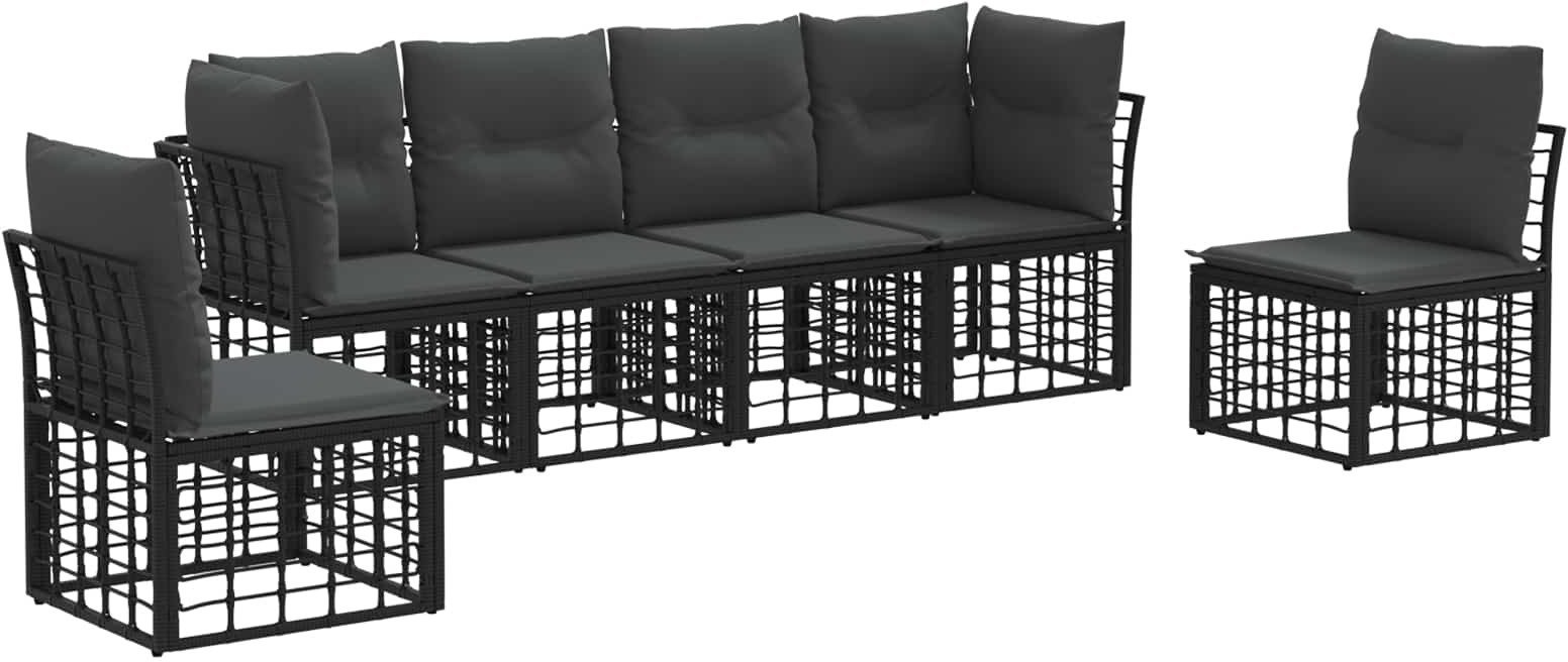 vidaXL Zestaw sof na zewnątrz z poduszką 6 pcs Czarny Poliester