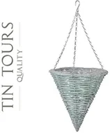 Kwietniki - ZIELONY WIKLINOWY KOSZ WISZĄCY NA KWIATY 28x28x32/68 cm - miniaturka - grafika 1