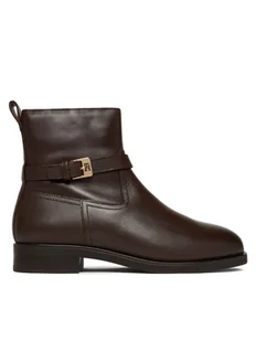 Tommy Hilfiger Botki Th Buckle Riding Leather Bootie FW0FW08781 Brązowy - Botki damskie - miniaturka - grafika 1